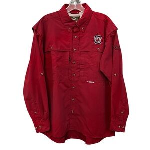 Drake Men’s Small South Carolina Gamecocks Garnet Long Sleeve Fishing Shirt